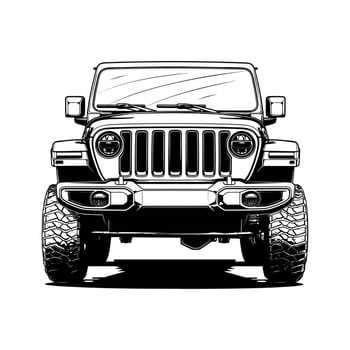 Monster Off Road jeep front view, design illustration vector