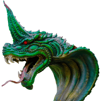 a green dragon statue with a long tail png