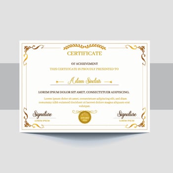 Certificates of completion template with luxury and modern golden line and shapes. Horizontal certificate For award, business, and education needs vector