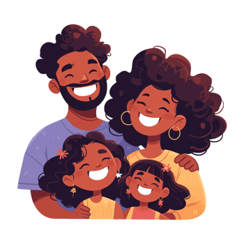 Young afro american family illustration png