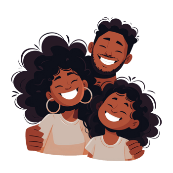 Young happy afro american family png