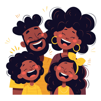 Joyful african american family cartoon illustration png
