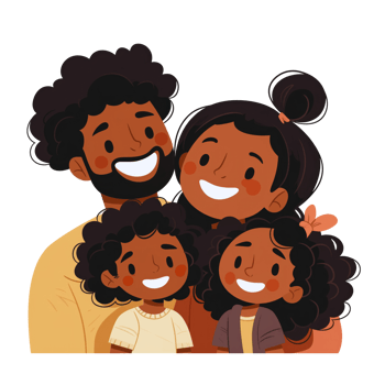 Illustration of happy parents with two kids png
