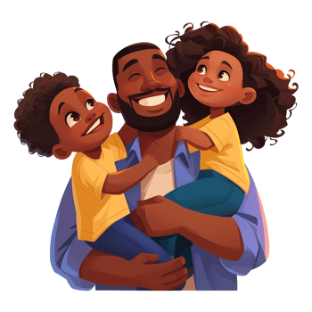 Playful kids with father png
