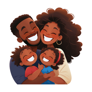 Happy african american parents with two kids png