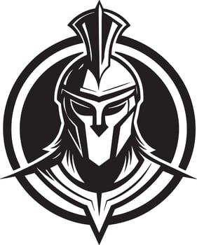 Viking Warrior logo design illustration black and white vector