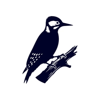Woodpecker bird silhouette Clip art isolated illustration on white background vector