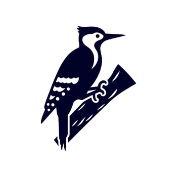 Woodpecker bird silhouette Clip art isolated illustration on white background vector