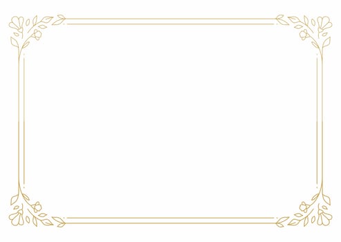 Floral banner frame golden old fashioned bloom botanical border vintage line illustration vector
