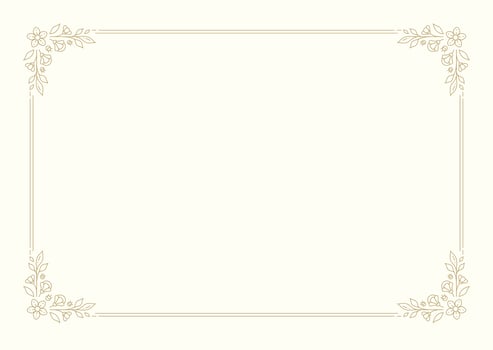 Blossom floral natural botanical frame banner antique golden decorative ornate vintage line illustration vector