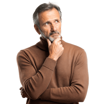 Thoughtful Senior Man Wearing Brown Sweater png