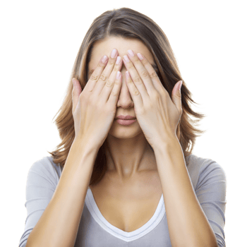 Woman Covering Her Eyes With Hands in Studio Setting png