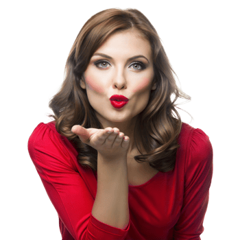 Beautiful Woman Blowing a Kiss in Red Dress png