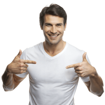 Smiling Man Pointing To Himself In White T-Shirt png