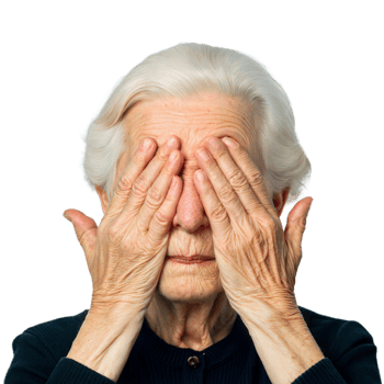 Elderly Woman Covering Her Eyes With Hands in Close-Up Portrait png