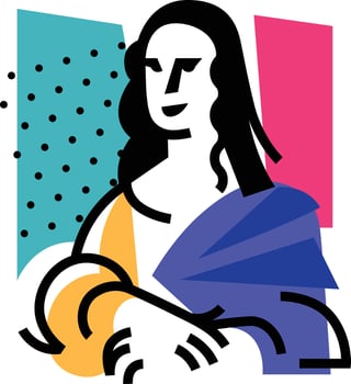 Illustration of the Woman. Icon of girl. Logo of a famous work, interpretation. Logo for beauty salon, studio. Abstract image. vector