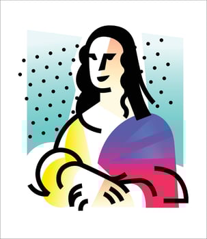 Illustration of the Woman. Icon of girl. Logo of a famous work, interpretation. Logo for beauty salon, studio. Abstract image. vector