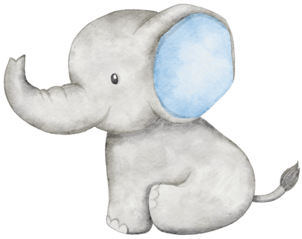 Watercolor Elephant Sitting for Baby Boy png