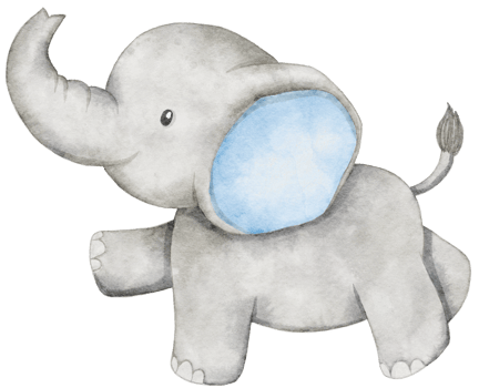 Watercolor Elephant Standing for Baby Boy png