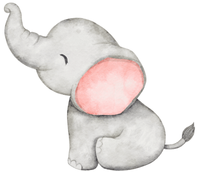 Watercolor Elephant Sitting for Baby Girl png