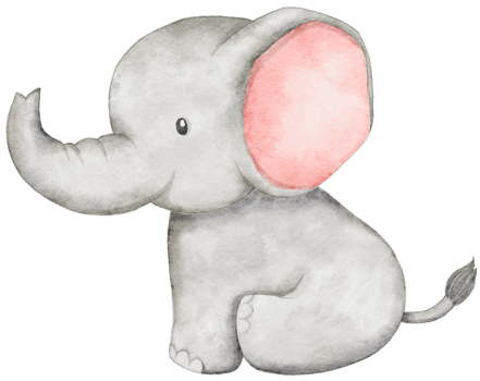 Watercolor Elephant Sitting for Baby Girl png
