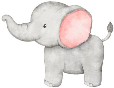 Watercolor Elephant Standing for Baby Girl png
