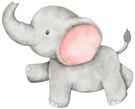 Watercolor Elephant Standing for Baby Girl png