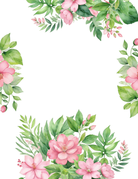 Botanical flower and leaf frame clipart, Watercolor tropical border png
