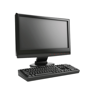 Computer monitor and keyboard isolated on a transparent background png