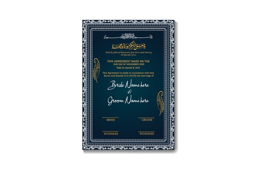 Muslim Marriage Certificate or NIkkah Nama for Islamic Marriage vector
