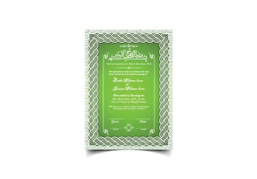 Nikkah Nama Marriage Certificate Or Muslim Marriage Design Template vector