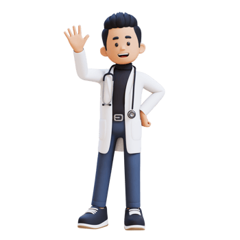 3D Doctor Character Waving Hand Pose. Suitable for Medical content png