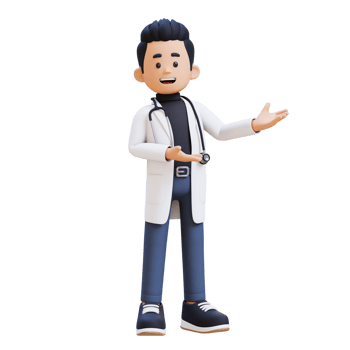 3D Doctor Character Presenting to the Left Pose. Suitable for Medical content png