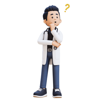 3D Doctor Character Confused and Thinking Pose. Suitable for Medical content png