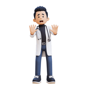 3D Doctor Character Fear and Denial Poses. Suitable for Medical content png