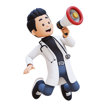 3D Doctor Character Holding Megaphone. Suitable for Medical content png