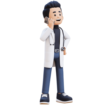 3D Doctor Character Talking on phone call. Suitable for Medical content png