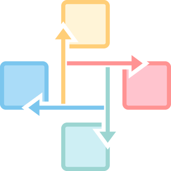 mind map square arrow flat color Icon. png