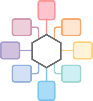 mind map square arrow flat color Icon. png