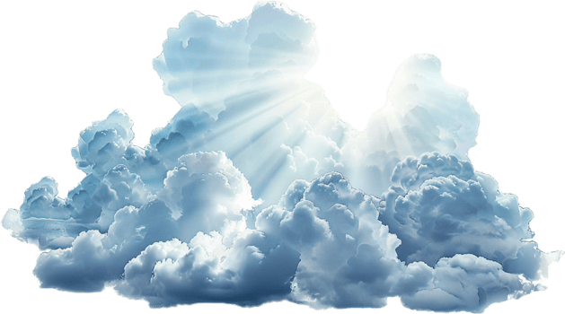 Sun Rays Shining Through Fluffy Clouds. png