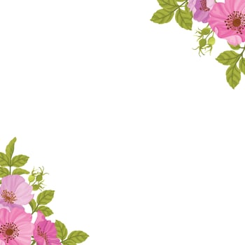floral borders with beautiful wild roses, wedding frames, greetings, print designs and banners vector
