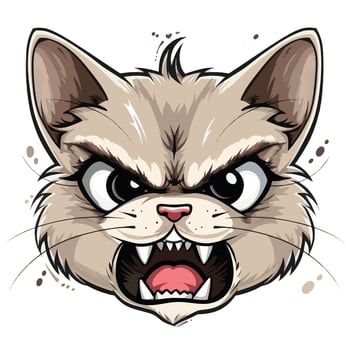 Furious cartoon cat showcasing an intense angry face in a vector