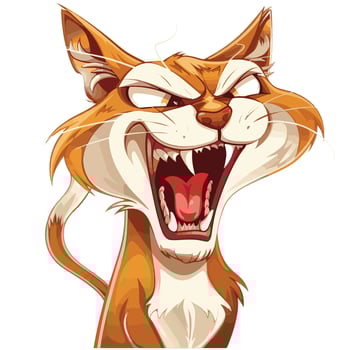 Furious cartoon cat with a wild, angry expression in form vector