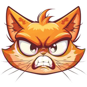 Mad cartoon cat featuring an intense, exaggerated angry expressi vector