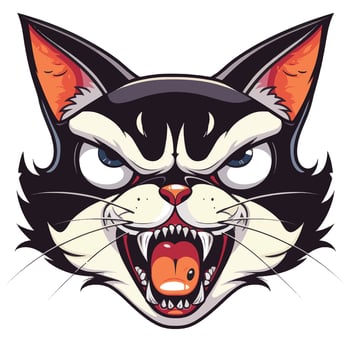 Furious cartoon cat with an exaggerated expression of anger in v vector