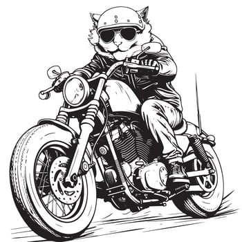 Stylish cat cruising on a modern motorcycle, embodying cool conf vector