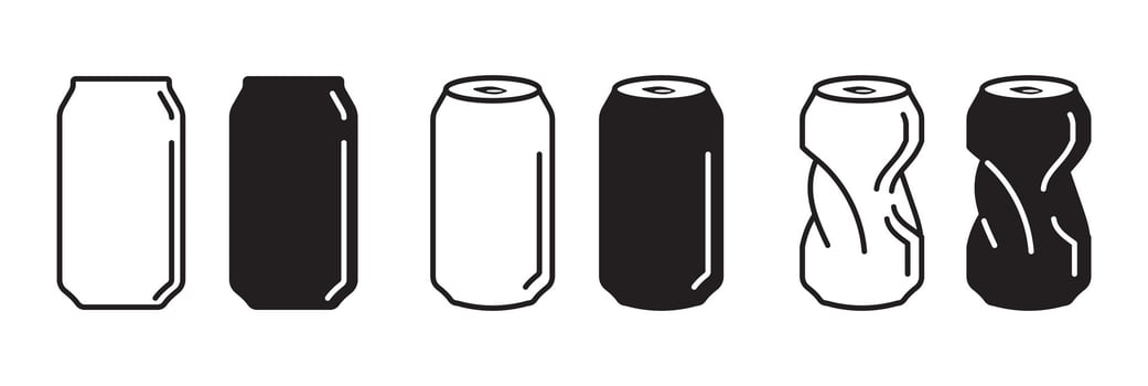 Isolated Illustrations of Intact and Dented Soda Cans vector