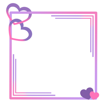 Pink And Purple Square Frame With Love Hearts on a Transparent Background png