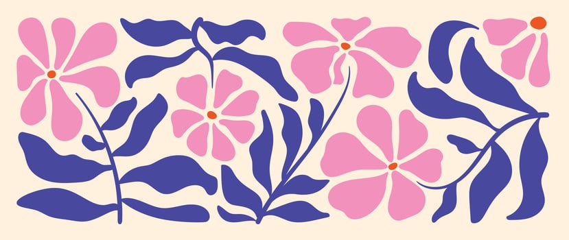 Abstract botanical art background . Natural hand drawn pattern design with leaves branch, flower. Simple contemporary style illustrated Design for fabric, print, cover, banner, wallpaper. vector
