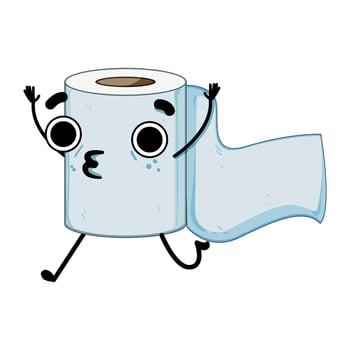 cute toilet paper character cartoon illustration vector